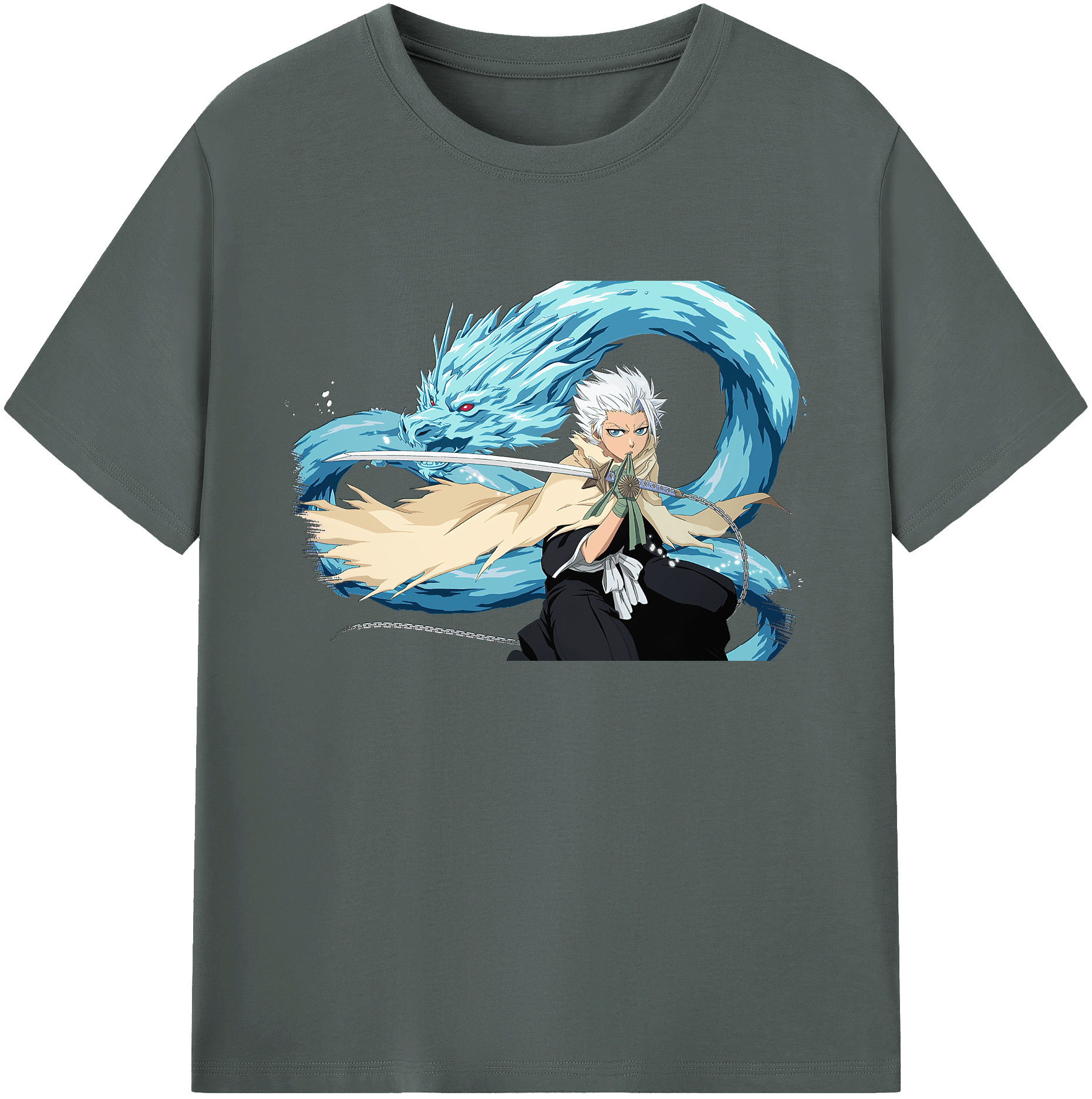 （画像用） ブリーチ 日番谷冬獅郎（ひつがや とうしろう） BLEACH Hitsugaya Toushirou 綿100％ メンズ半袖Tシャツ｜肌触りやわらか＆通気性